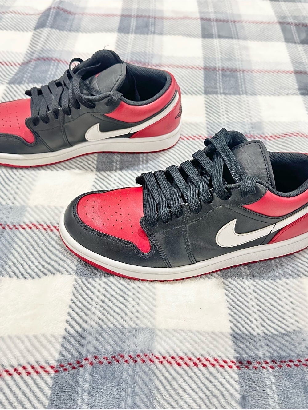 Nike Air Jordan Men’s Low-Top Sneakers in Black, Red & White